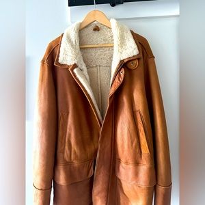 Owen Barry Men’s Medium Handcrafted Lambskin and Leather mid length coat.